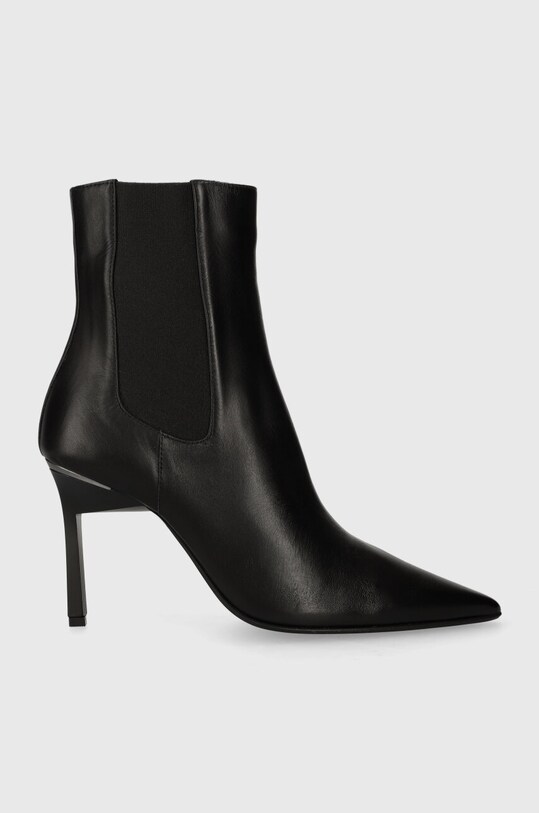 Δερμάτινες μπότες τσέλσι Calvin Klein GEO STILETTO CHELSEA BOOT 90 στιλέτο μαύρο HW0HW01708