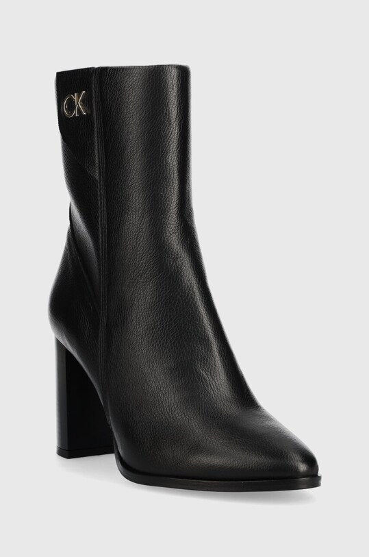 Kožené členkové topánky Calvin Klein CUP HEEL ANKLE BOOT W/HW 80 HW0HW01750 čierna AW23