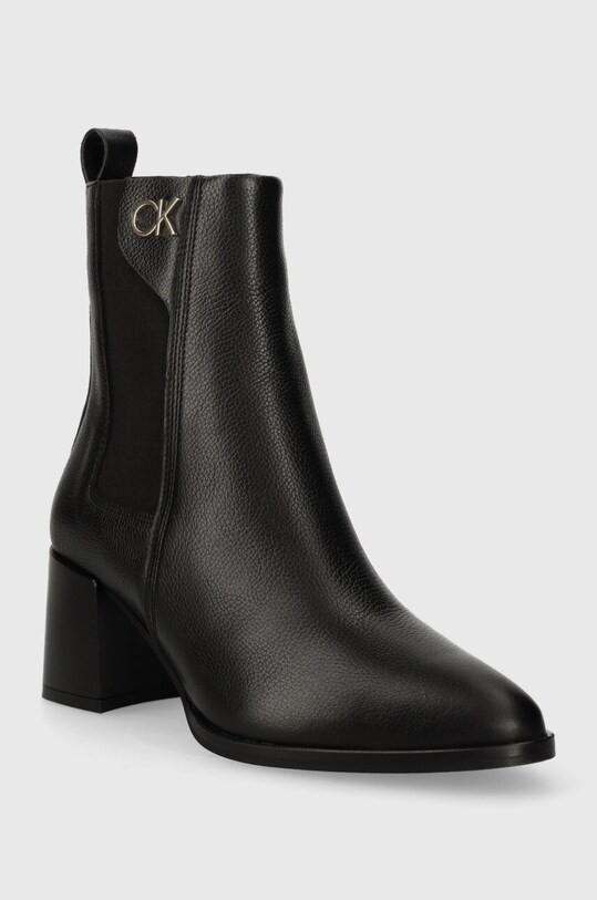 Kožené kotníkové boty Calvin Klein ALMOND CHELSEA BOOT W/HW 55 HW0HW01814 černá AW23