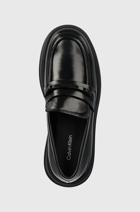 Calvin Klein mocasini de piele PITCHED LOAFER W/HW negru HW0HW01817