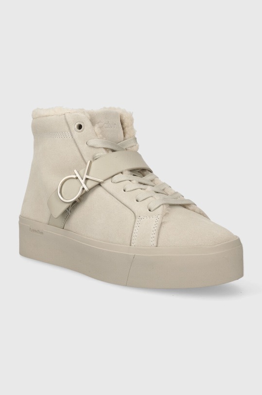 Calvin Klein sneakersy zamszowe FLTFRM CUPSOLE HT W/HW SUE WL HW0HW01819 beżowy AW23