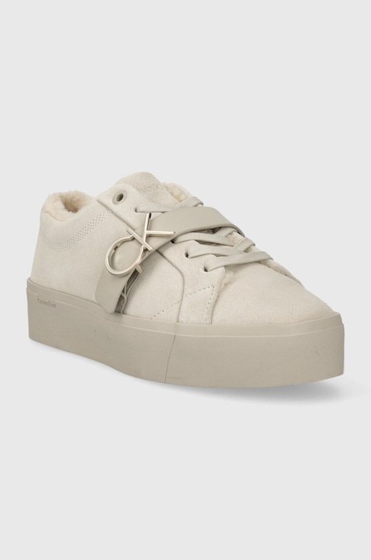 Σουέτ αθλητικά παπούτσια Calvin Klein FLTFRM CUPSOLE LT W/HW SUE WL HW0HW01820 μπεζ AW23