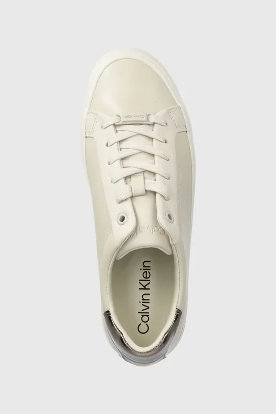 Δερμάτινα αθλητικά παπούτσια Calvin Klein VULC LACE UP - MET μπεζ HW0HW01884