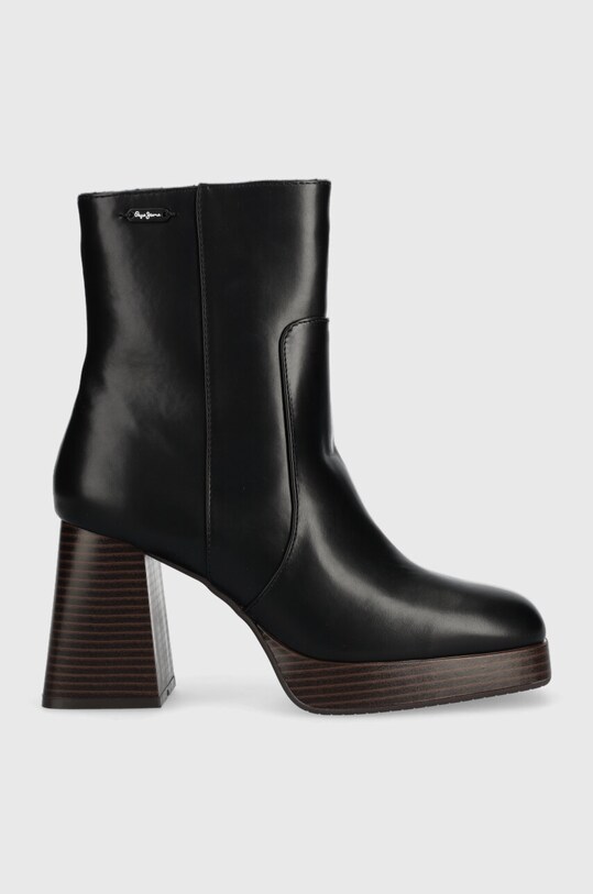 Pepe Jeans botine ABBA WOOD peste 8 cm negru PLS50494