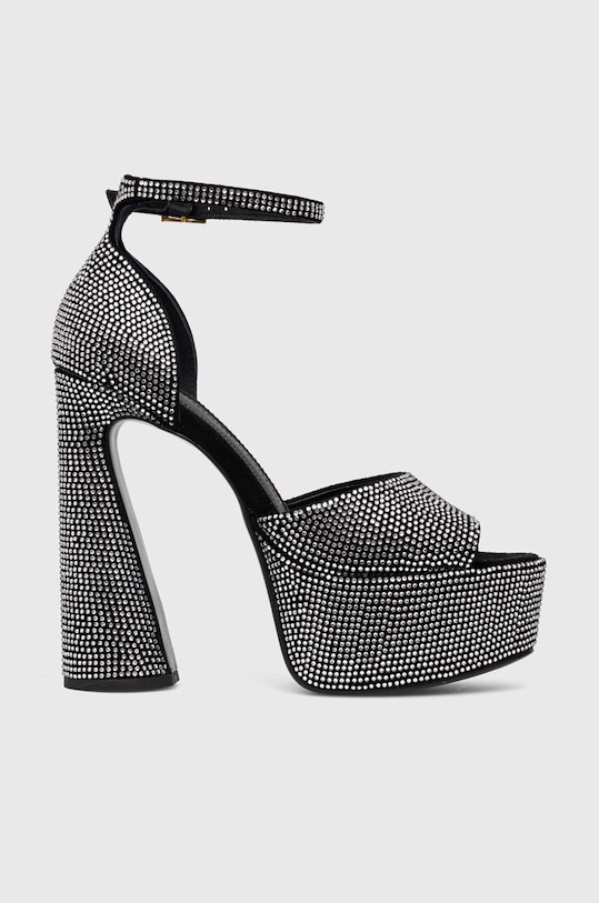 Σανδάλια σουέτ Kat Maconie Danu δέρμα σαμουά ασημί DANU.BLACK.DIAMOND