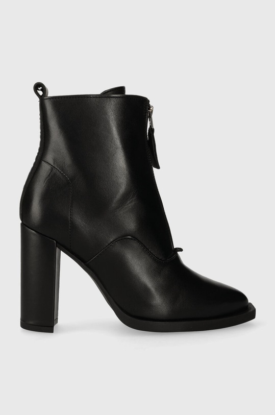 G-Star botki skórzane MYSID MID LEA ZIP słupek czarny 2241046703.BLK