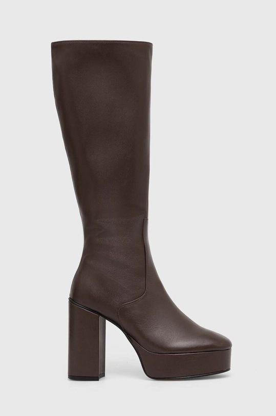 Alohas kozaki skórzane Joanna słupek brązowy S00766.30