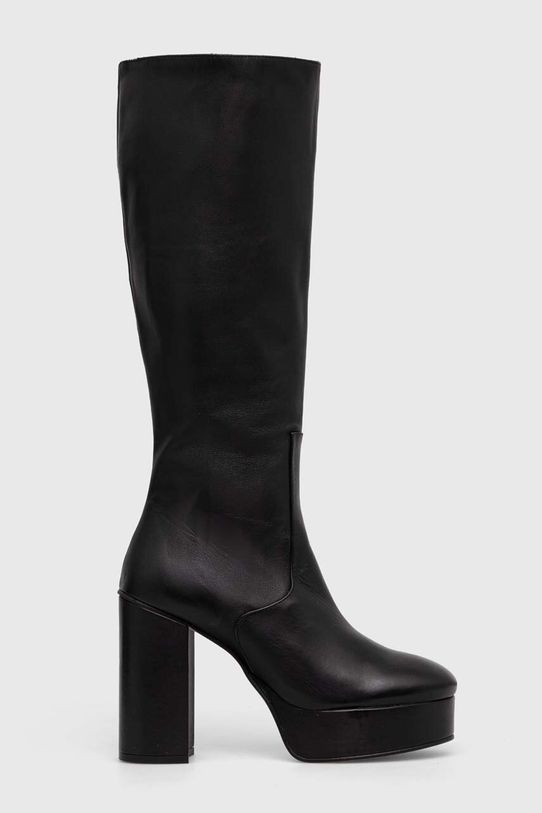 Alohas kozaki skórzane Joanna słupek czarny S00766.25