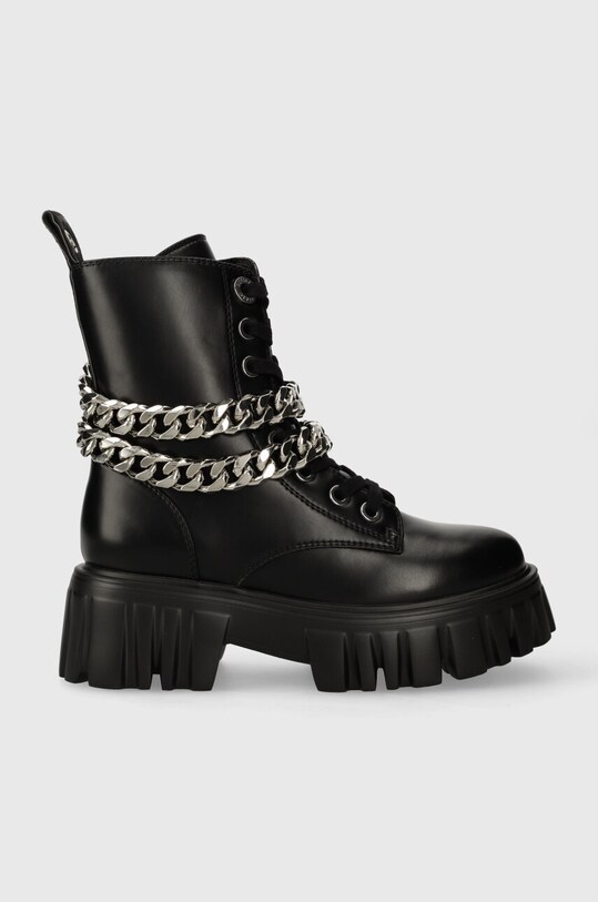 Farmářky Buffalo Lion Lace Up T-Chain imitace kůže černá 1622367.BLK