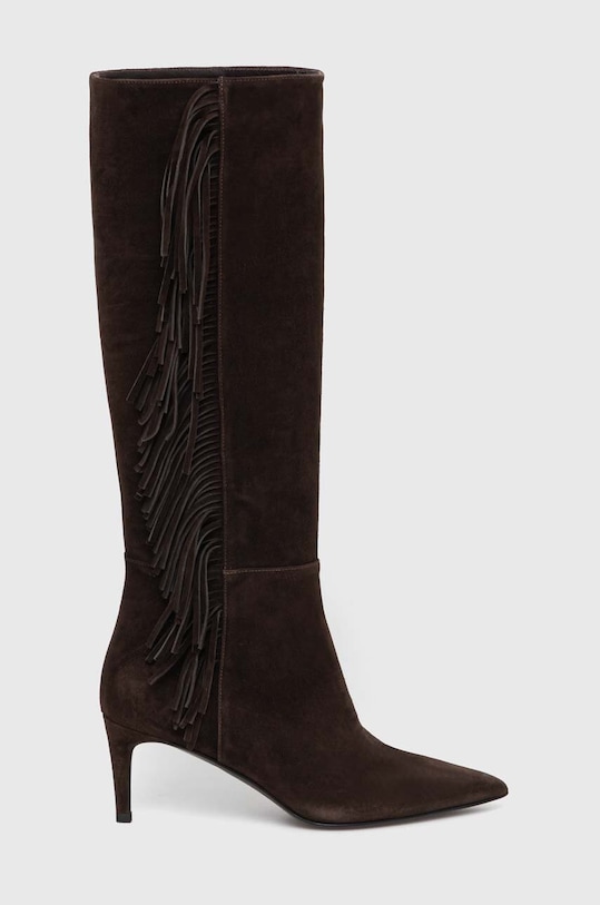 Twinset kozaki zamszowe nieocieplane brązowy 232TCT220.00085