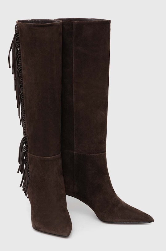 Twinset kozaki zamszowe 232TCT220.00085 brązowy AW23