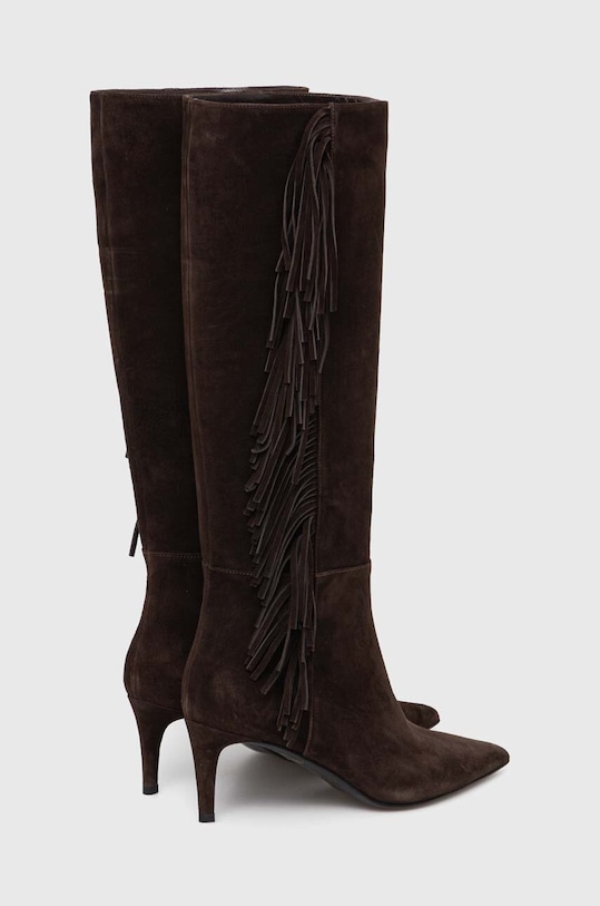 Obuwie Twinset kozaki zamszowe 232TCT220.00085 brązowy