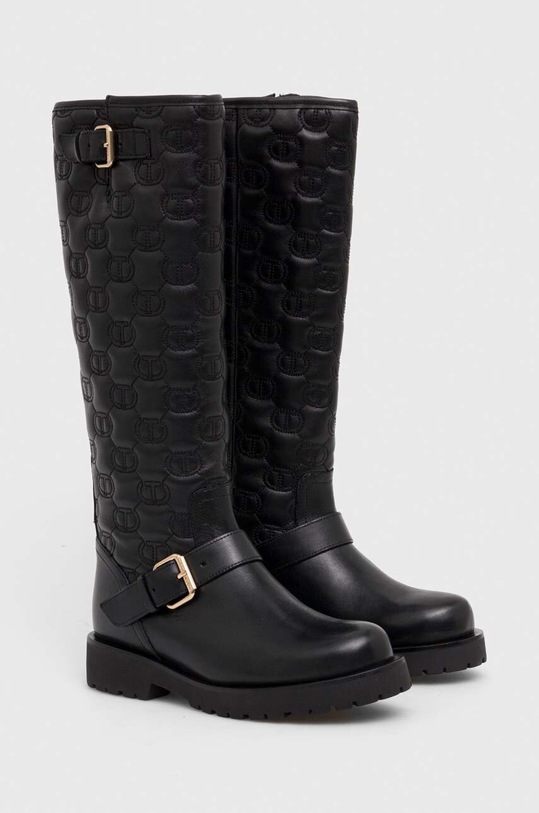 Twinset kozaki skórzane 232TCT058.00006 czarny AW23