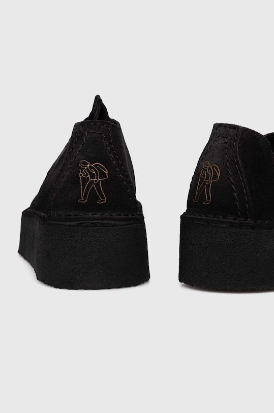 Boty Semišové polobotky Clarks Trek Wedge 26174019 černá
