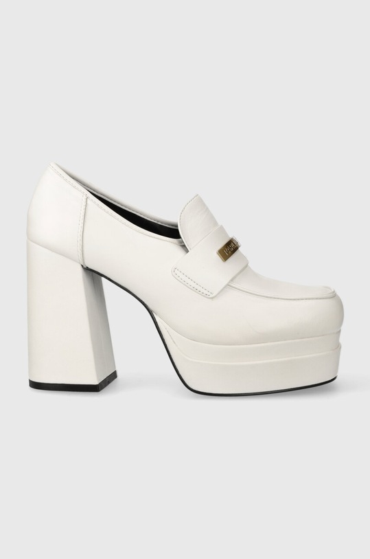 Δερμάτινες γόβες Karl Lagerfeld Strada φαρδύ τακούνι λευκό KL30133.011