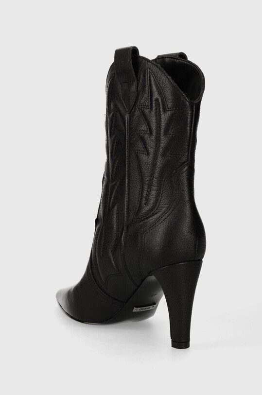 Cipők Guess bőr cowboy csizma CALLE FL8CZA.LEA10.BLACK fekete