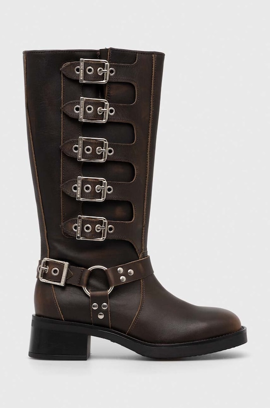 Steve Madden kozaki skórzane Battle słupek brązowy SM19000101.207