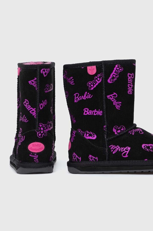 Дівчинка Дитячі замшеві чоботи Emu Australia Barbie? Wallaby Print Lo K12904.Barbie.Wallaby. чорний
