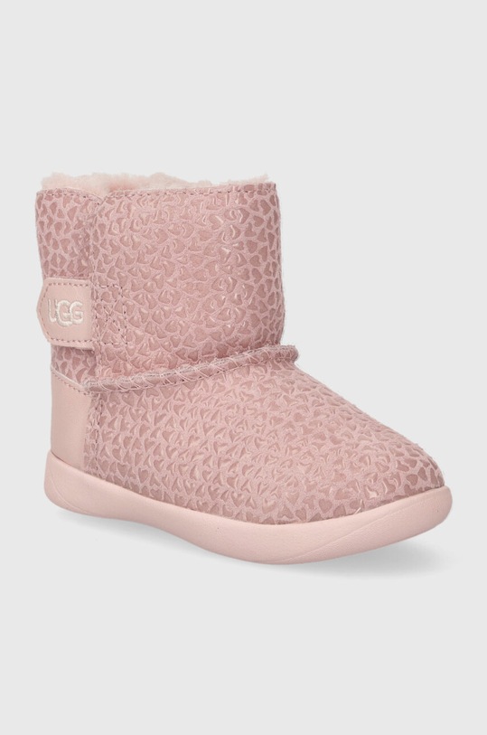 UGG śniegowce skórzane dziecięce T KEELANEL HEARTS 1143656T różowy AW23