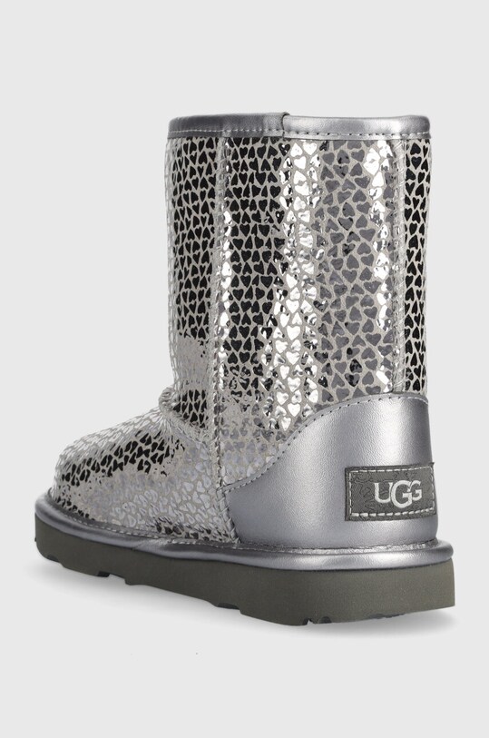 Dziewczynka UGG śniegowce skórzane dziecięce KIDS CLASSIC II GEL HEARTS 1151613K srebrny