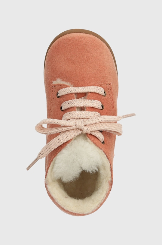 Dětské semišové boty Pom D'api STAND-UP DERBY FUR oranžová P1AHDO0402.24.25