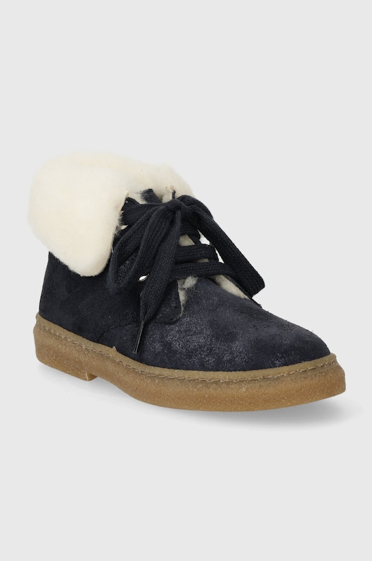 Детские замшевые зимние ботинки Pom D'api TRIX FUR G P1DBDF0403.24.27 тёмно-синий AW23