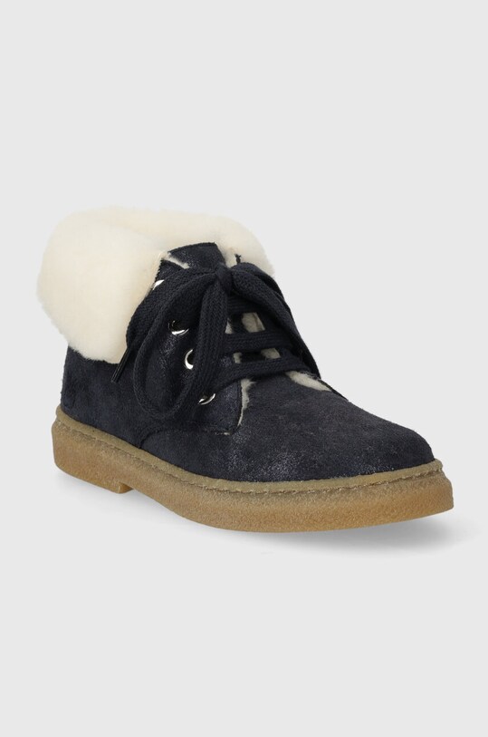 Детские замшевые зимние ботинки Pom D'api TRIX FUR G P1DBDF0403.28.30 тёмно-синий AW23