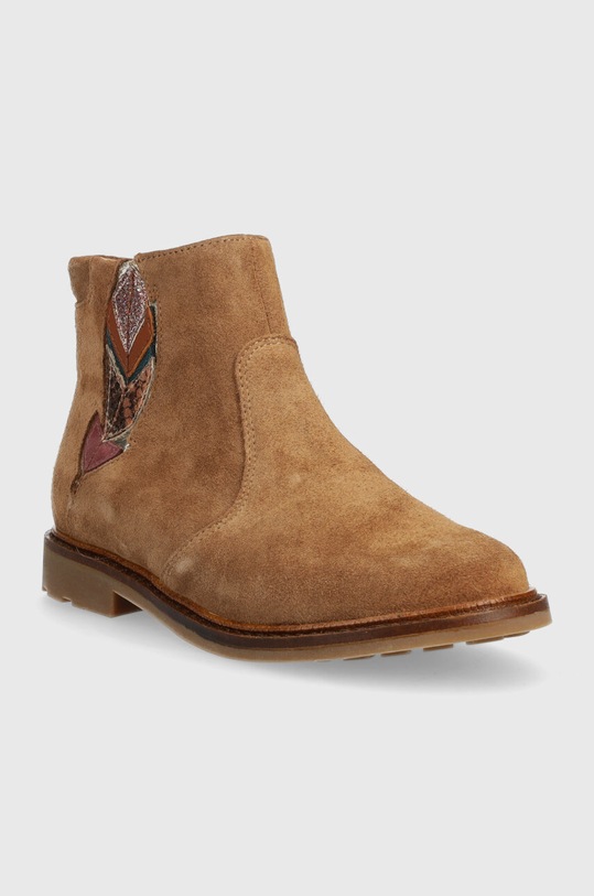 Дитячі замшеві черевики Pom D'api SISTER FEATHER P1EBDO0403.28.30 коричневий AW23