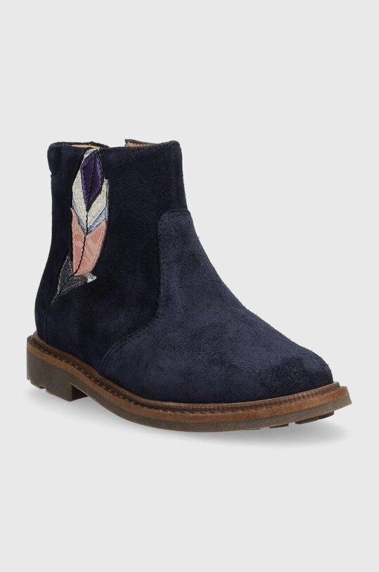 Детские замшевые ботинки Pom D'api SISTER FEATHER P1EBDZ0402.24.27 тёмно-синий AW23