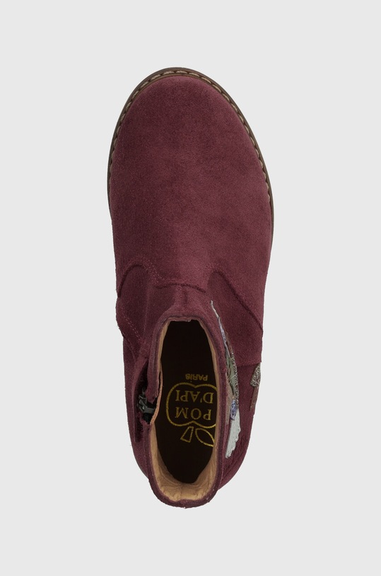 Детские замшевые ботинки Pom D'api CITY COLIBRI бордо P1IBED0401.28.30