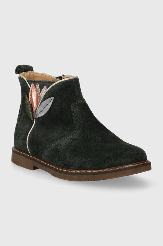 Дитячі замшеві черевики Pom D'api CITY FLORA P1ICED0403.24.27 зелений AW23