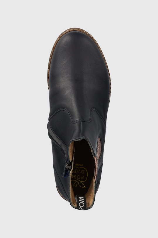 Παιδικές δερμάτινες μπότες τσέλσι Pom D'api CITY JODZIP σκούρο μπλε P1IEBN04R1.35.38