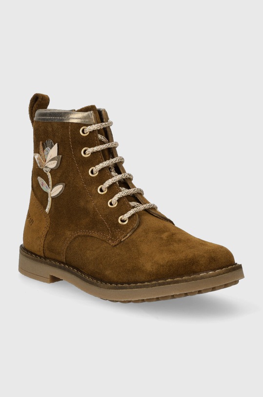 Дитячі замшеві черевики Pom D'api TRIP HI FLO P1JEDZ0402.28.30 коричневий AW23