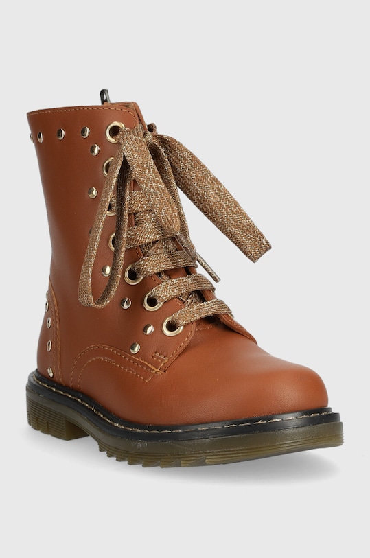 Детские кожаные полусапожки Pom D'api SID HI STUD P1MABN0401.24.27 коричневый AW23