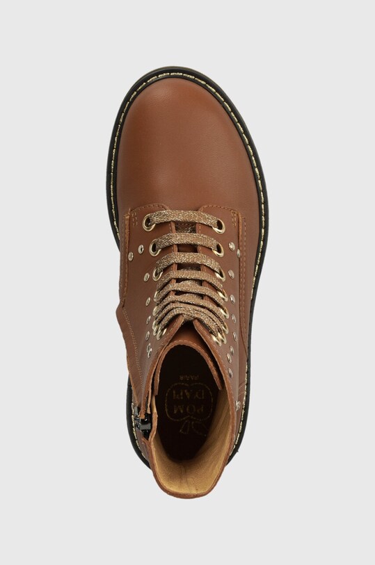 Pom D'api botki skórzane dziecięce SID HI STUD brązowy P1MABN0401.31.34