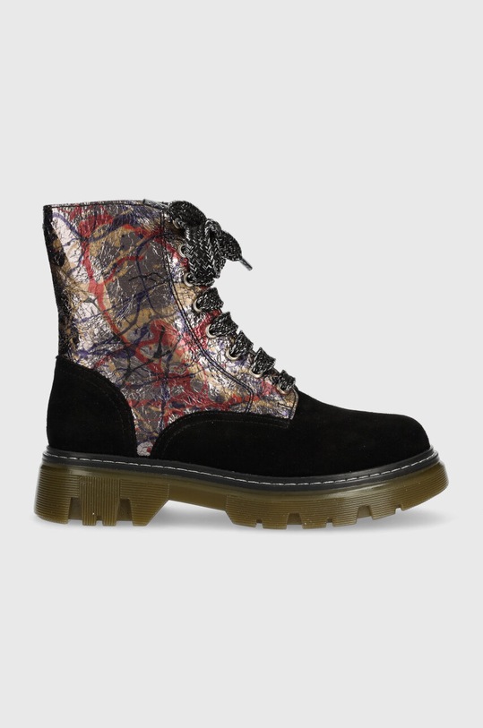 Pom D'api botki skórzane dziecięce CLAP RANGER skóra zamszowa czarny P1NBEB0403.31.34