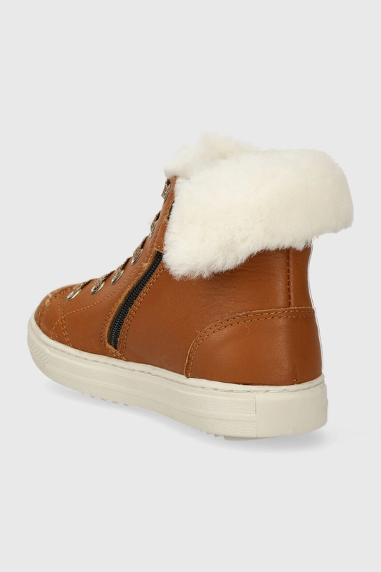 Dziewczynka Pom D'api buty zimowe skórzane dziecięce SWAG ZIP FUR P1QDBN0401.24.27 brązowy