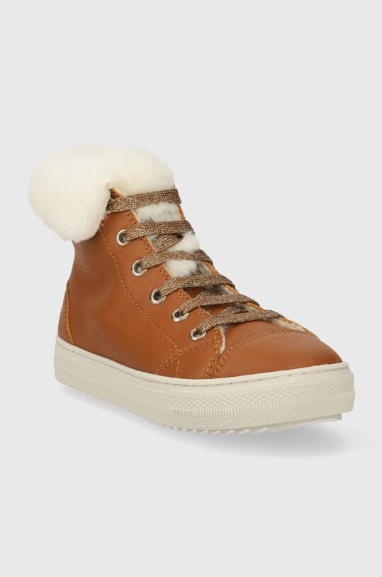 Детские зимние сапоги Pom D'api SWAG ZIP FUR P1QDBN0401.28.30 коричневый AW23