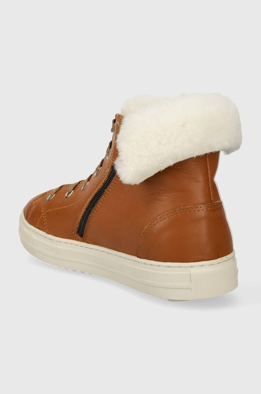 Девочка Детские кожаные зимние ботинки Pom D'api SWAG ZIP FUR P1QDBN0401.31.34 коричневый