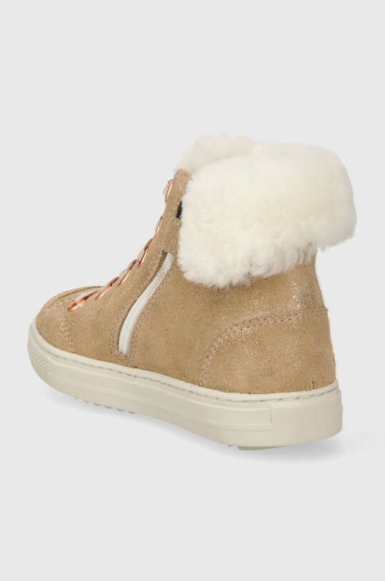 Девочка Детские замшевые зимние ботинки Pom D'api SWAG ZIP FUR P1QDDF0402.24.27 бежевый