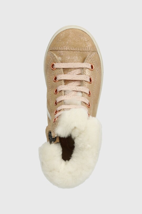 Детские замшевые зимние ботинки Pom D'api SWAG ZIP FUR бежевый P1QDDF0402.24.27