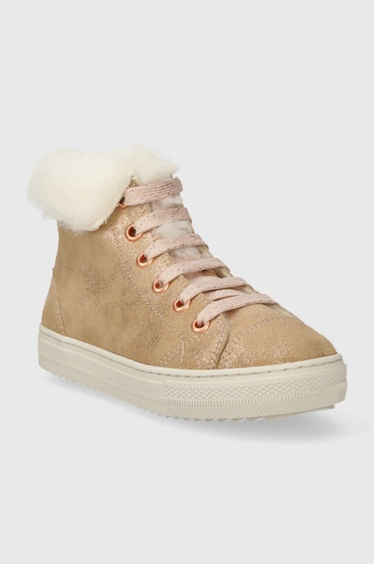 Детские замшевые зимние ботинки Pom D'api SWAG ZIP FUR P1QDDF0402.28.30 бежевый AW23