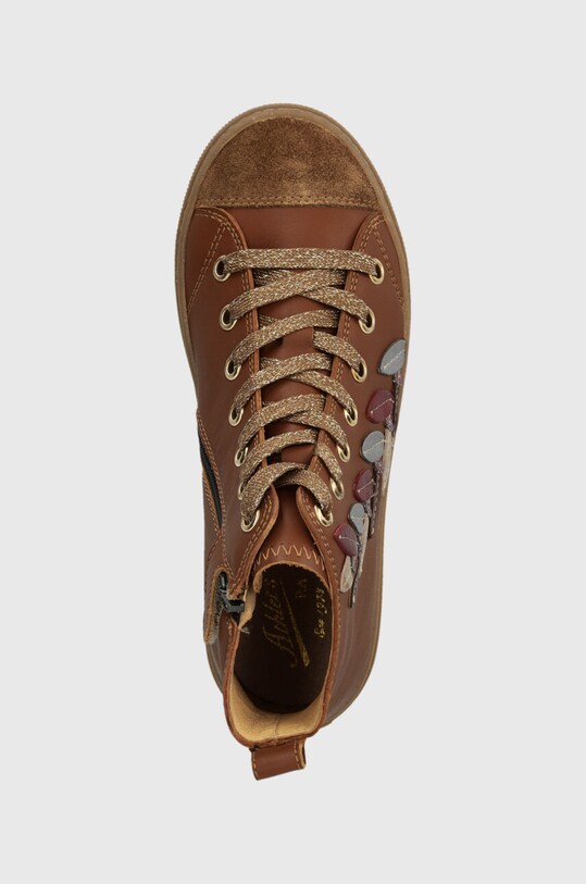 Παιδικά δερμάτινα πάνινα παπούτσια Pom D'api SWAG TENDER καφέ P1QFBN0402.31.34