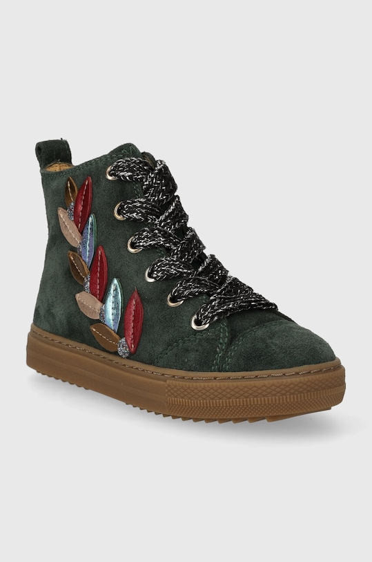 Детски велурени високи кецове Pom D'api SWAG TENDER P1QFDZ0403.24.27 зелен AW23