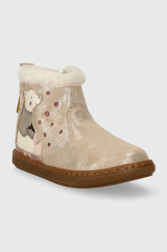 Shoo Pom buty zimowe zamszowe dziecięce P4ADAY0402.26.27 beżowy AW23