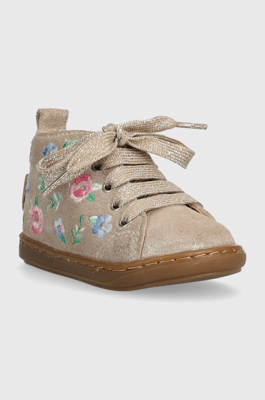 Shoo Pom półbuty zamszowe dziecięce P4AHAF0403 beżowy AW23