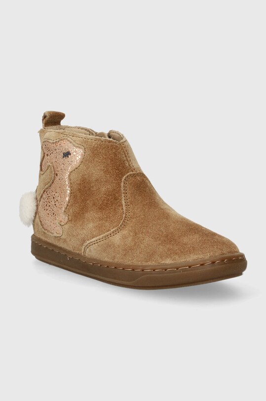 Shoo Pom cizme din piele intoarsa pentru copii P4AVDX0402 maro AW23