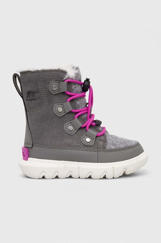 Παιδικές μπότες χιονιού Sorel CHILDRENS SOREL EXPLORER™ LACE WP δέρμα σαμουά γκρί 202063