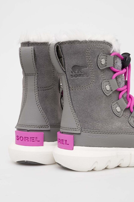 Dziewczynka Sorel śniegowce dziecięce CHILDRENS SOREL EXPLORER™ LACE WP 202063 szary