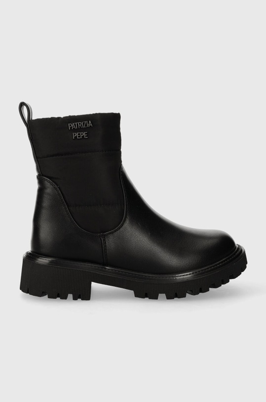 Patrizia Pepe stivali per bambini finta pelle fiore nero PPJ779